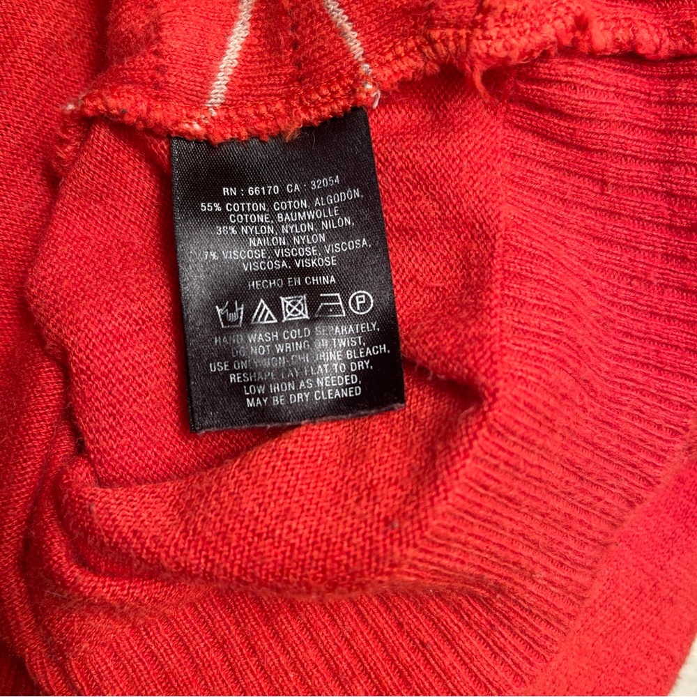 Anthropologie Little Yellow Bird Winter Waves Orange Cardigan Snap Front Sweater - Picture 9 of 11
